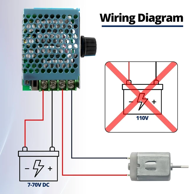 Alt view image 5 of 7 - 3-Pack 7-70V 30A PWM DC Motor Speed Controller, 12V-48V Adjustable