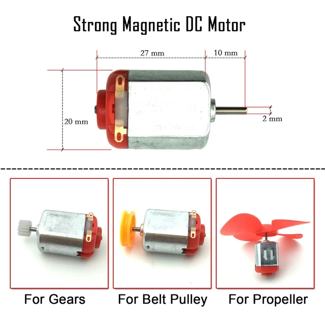 Alt view image 5 of 7 - 18-Set Mini Electric Hobby Motor Kit, 3V-12V 25000RPM with Propeller, Wheels & Battery Holders for DIY