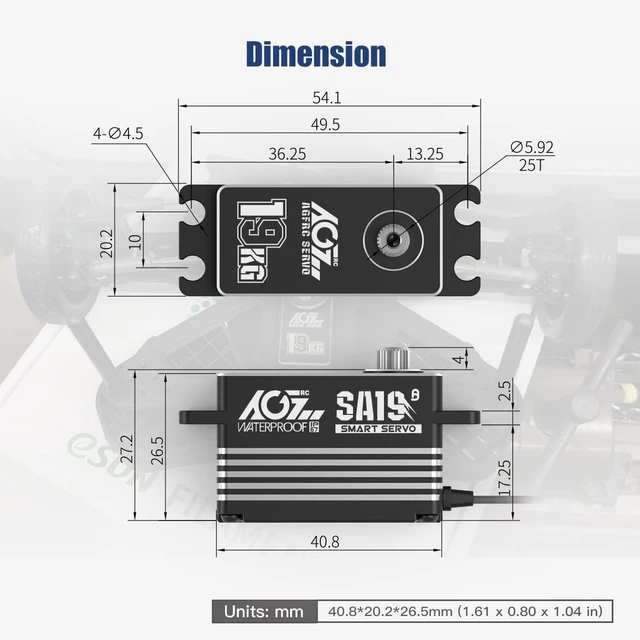 Alt view image 5 of 7 - 19KG Waterproof Low-Profile Winch Servo, 1/10 Scale (SA19)