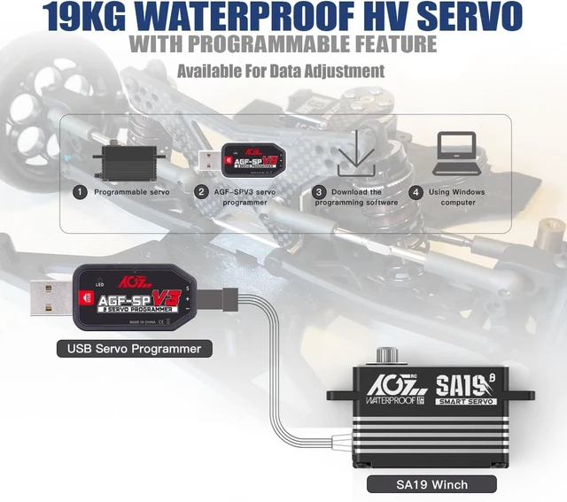 Alt view image 6 of 7 - 19KG Waterproof Low-Profile Winch Servo, 1/10 Scale (SA19)