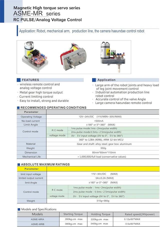 Alt view image 3 of 7 - ASME-MRB 380kg.cm Magnetic Encoding Digital Servo, 360°