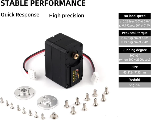 Alt view image 5 of 6 - 6-Pack Feetech STS3215 Digital Servo, 19KG High Torque, 7.4V Dual-Axis TTL, 360° Magnetic Encoder