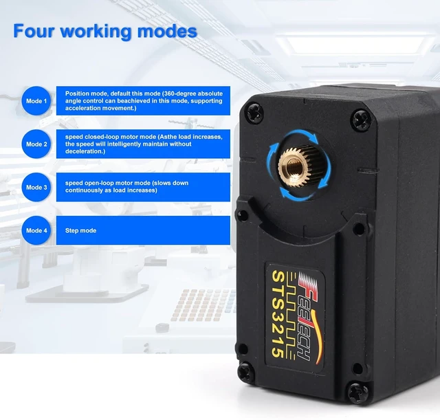 Alt view image 6 of 6 - 6-Pack Feetech STS3215 Digital Servo, 19KG High Torque, 7.4V Dual-Axis TTL, 360° Magnetic Encoder