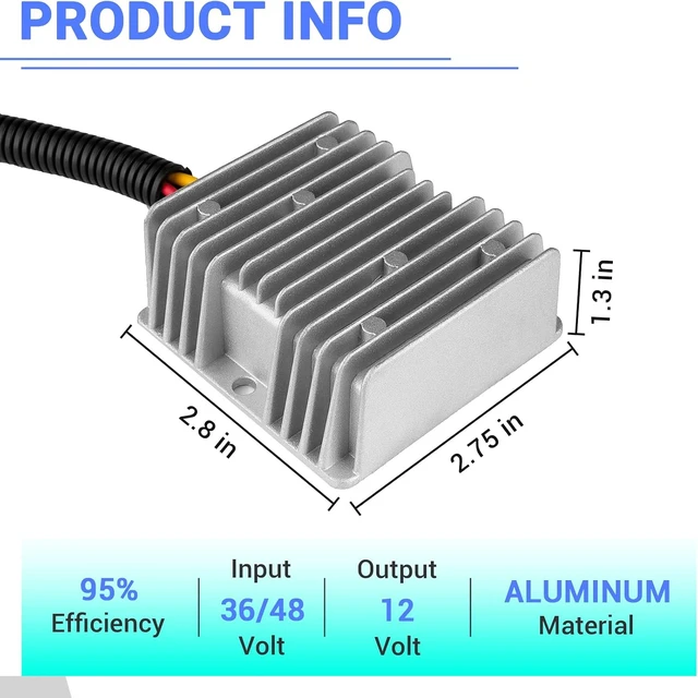 Alt view image 2 of 6 - 48V to 12V 15A Waterproof Buck Converter, Voltage Reducer for Club Car Precedent 2004+ Golf Carts