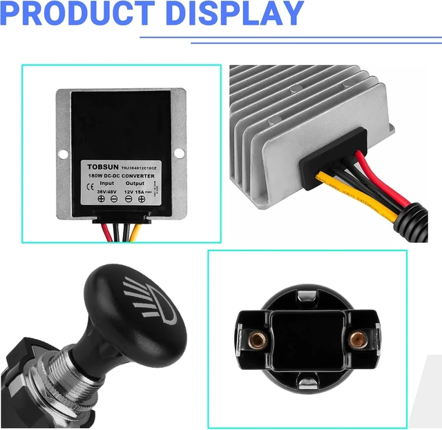 Alt view image 4 of 6 - 48V to 12V 15A Waterproof Buck Converter, Voltage Reducer for Club Car Precedent 2004+ Golf Carts