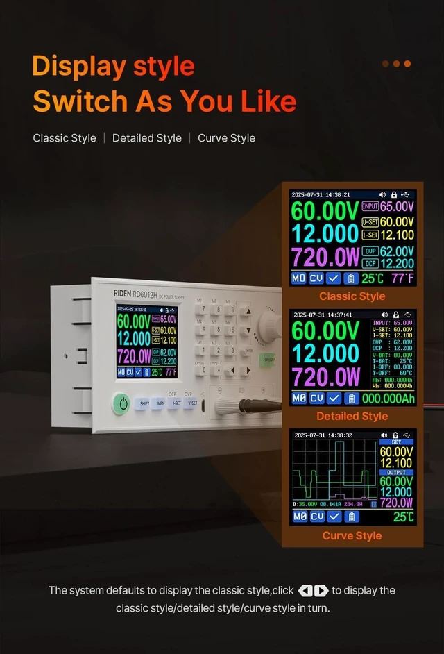 Alt view image 3 of 7 - Ruideng RD6012H Adjustable DC Power Supply, 0-60V/12A 720W, Buck-Boost with Digital Display & PC Control