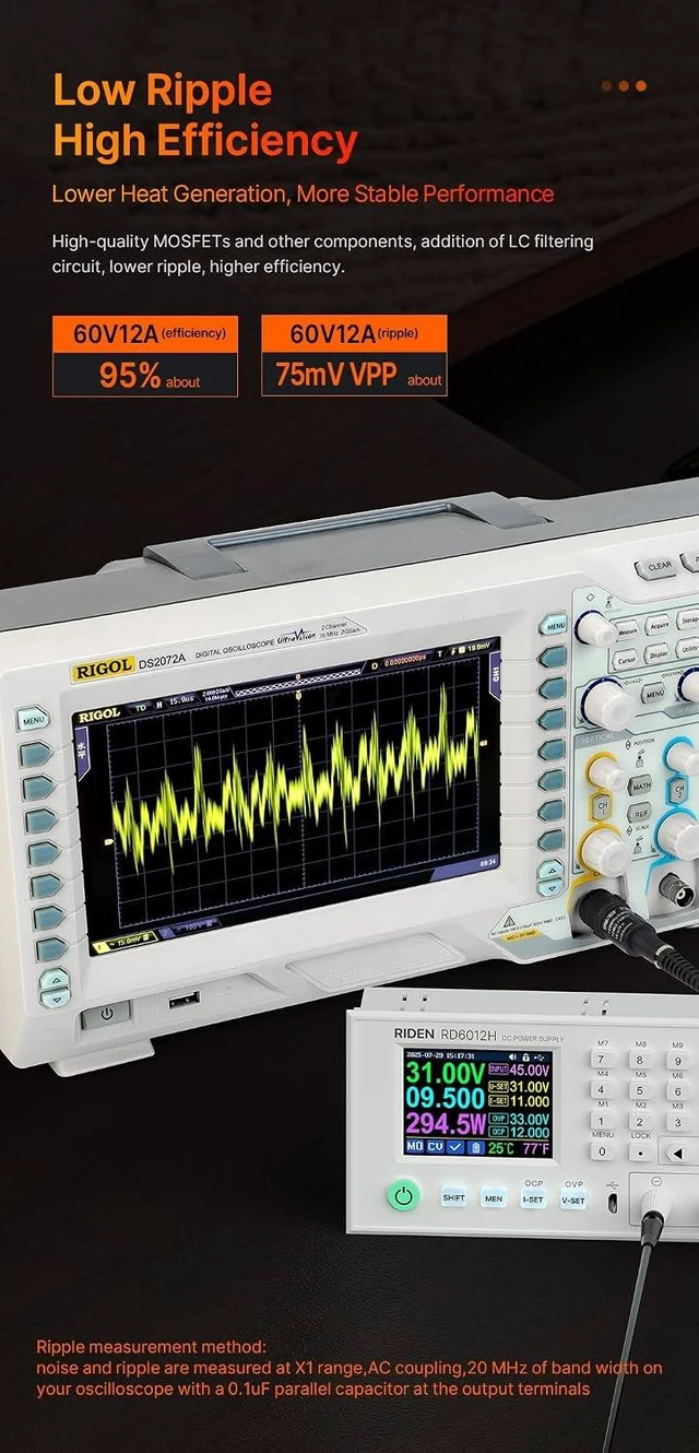 Alt view image 5 of 7 - Ruideng RD6012H Adjustable DC Power Supply, 0-60V/12A 720W, Buck-Boost with Digital Display & PC Control