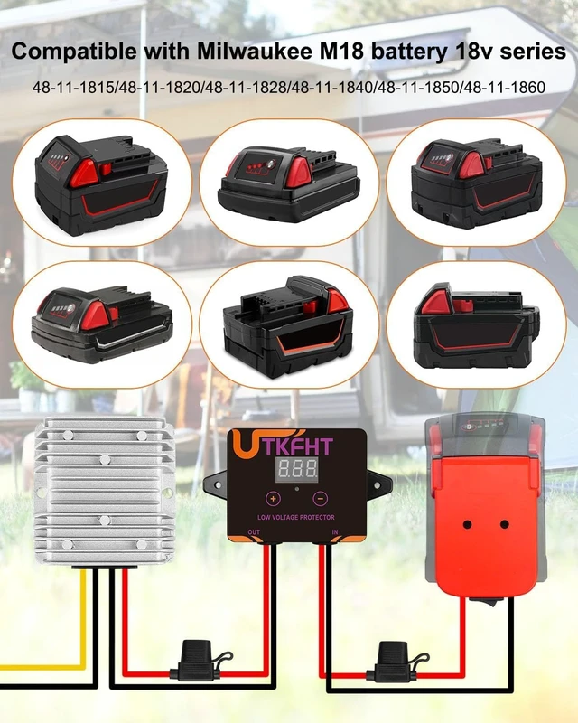 Alt view image 2 of 7 - 18V to 12V Step-Down Converter, Compatible with Milwaukee M18 Battery
