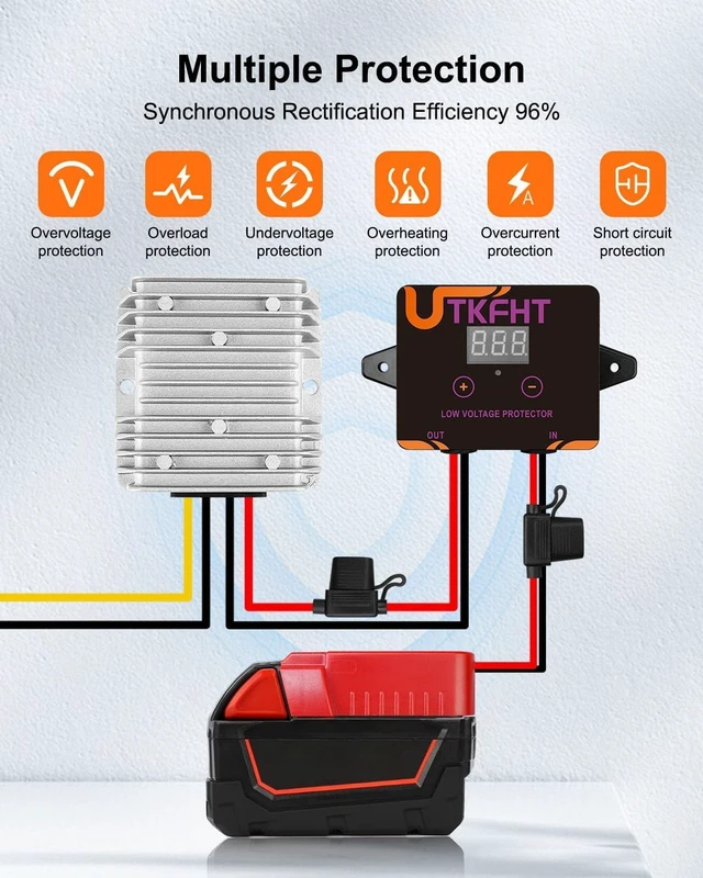 Alt view image 4 of 7 - 18V to 12V Step-Down Converter, Compatible with Milwaukee M18 Battery