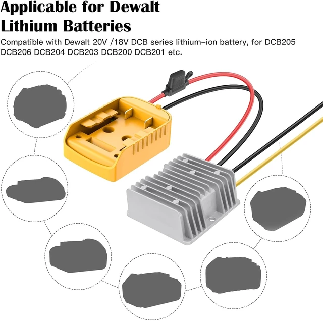 Alt view image 4 of 7 - 2-Pack 20V to 12V 20A 240W Step-Down Converter for DeWalt 20V Battery, with Over-Discharge Protection
