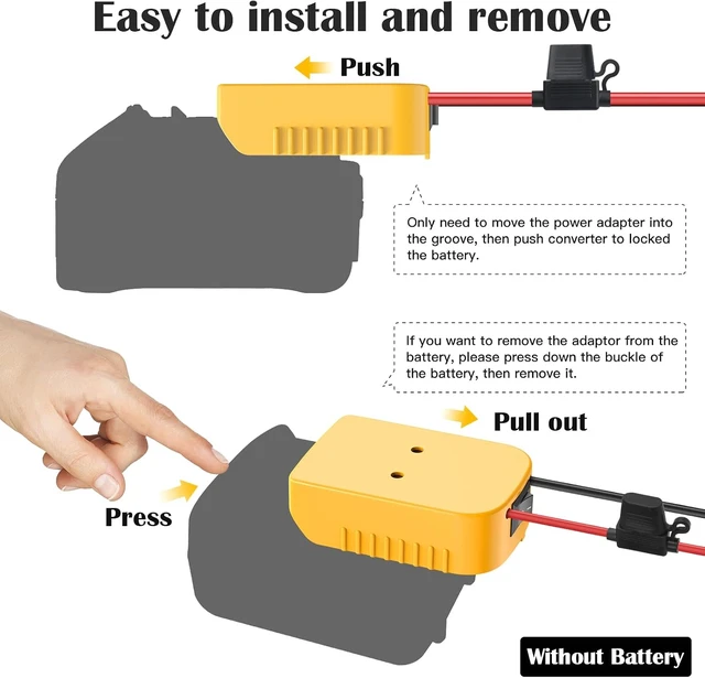 Alt view image 5 of 7 - 2-Pack 20V to 12V 20A 240W Step-Down Converter for DeWalt 20V Battery, with Over-Discharge Protection