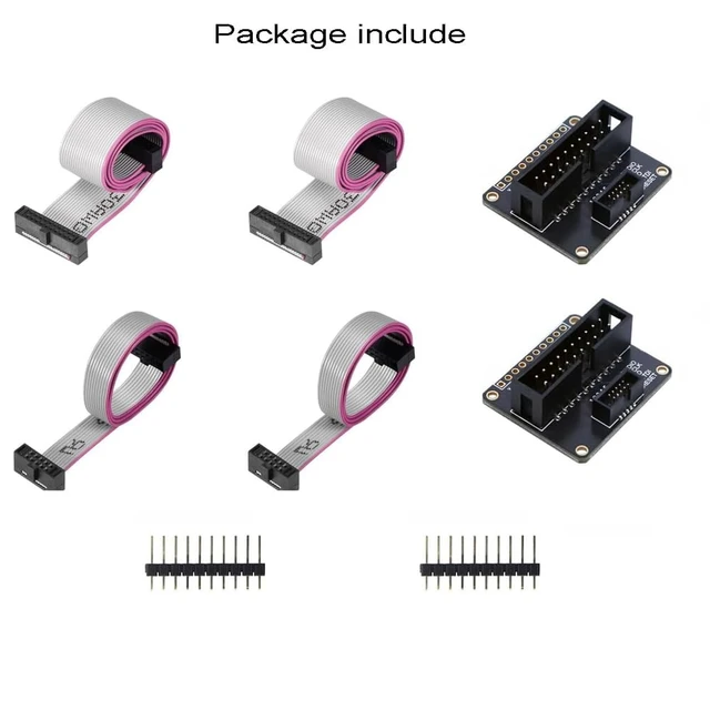 Alt view image 2 of 4 - 2-Pack JTAG (2x10) to SWD (2x5) Adapter Board with IDC Ribbon Cable, 200mm