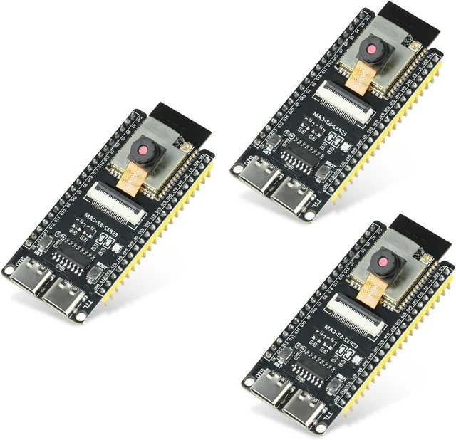 Main image of 3-Pack ESP32-S3-CAM Development Board with OV3660 Camera, N16R8, WiFi/Bluetooth for IoT & AI