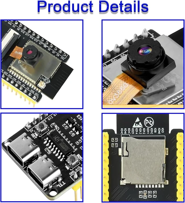 Alt view image 3 of 7 - 3-Pack ESP32-S3-CAM Development Board with OV3660 Camera, N16R8, WiFi/Bluetooth for IoT & AI