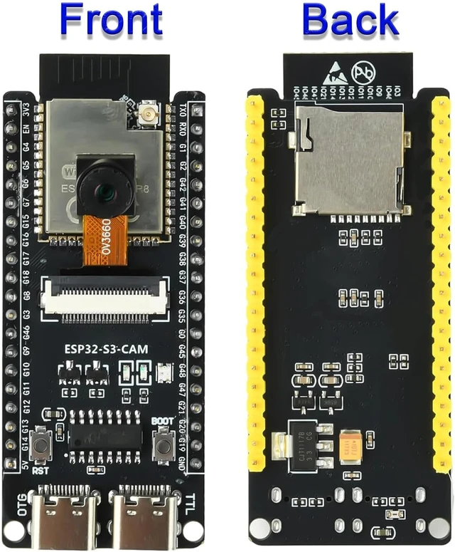 Alt view image 4 of 7 - 3-Pack ESP32-S3-CAM Development Board with OV3660 Camera, N16R8, WiFi/Bluetooth for IoT & AI