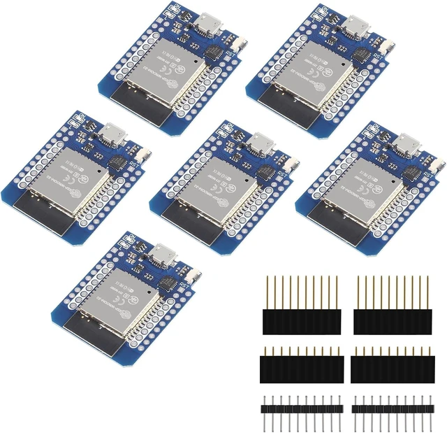 Main image of 6-Pack ESP32 Mini D1 NodeMCU ESP-WROOM-32 WiFi Bluetooth Development Board