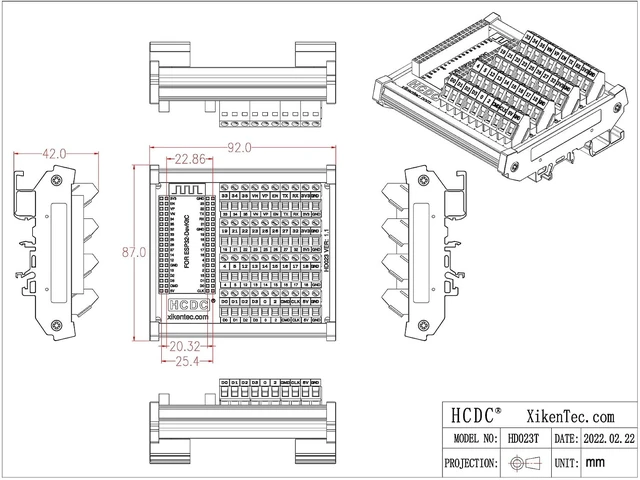 Alt view image 6 of 7 - DIN Rail Mount Screw Terminal Breakout Board for ESP32-DevKitC