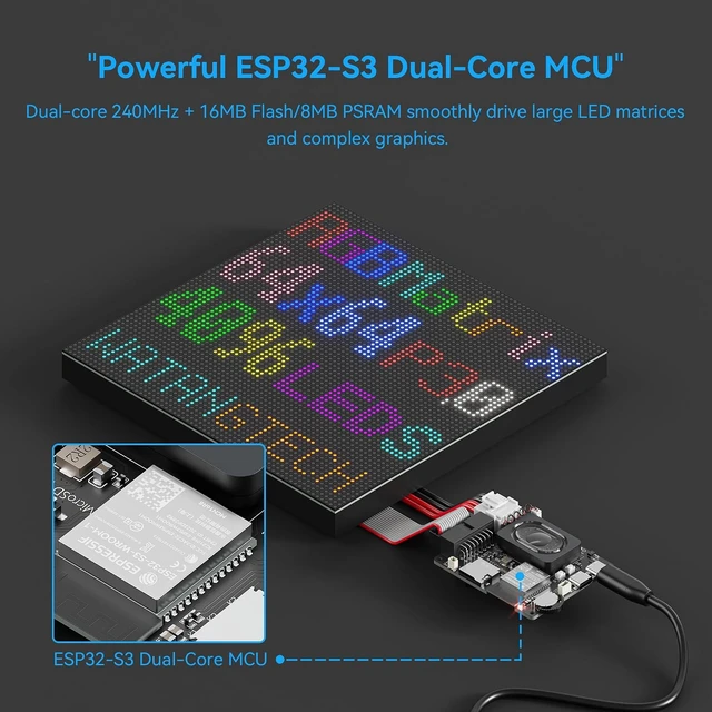 Alt view image 3 of 7 - ESP32-S3 HUB75 RGB LED Matrix Controller Board with Audio