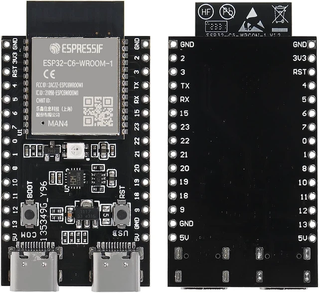 Alt view image 2 of 6 - 10-Pack ESP32-C6-DevKitM-1 Development Board, Dual Core Type-C with Wi-Fi & BLE