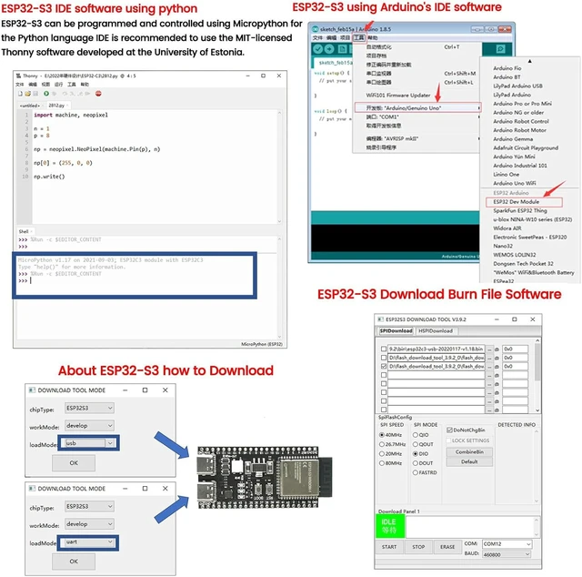 Alt view image 6 of 7 - 9-Pack ESP32-S3 Development Board N16R8, 16MB Flash & 8MB PSRAM