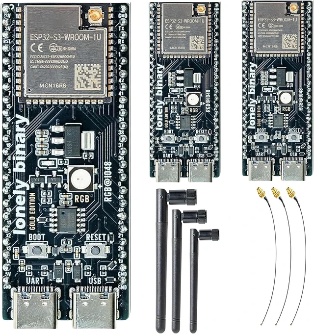 Main image of 3-Pack ESP32-S3 N16R8 16MB Dev Board with 3 IPEX Antennas