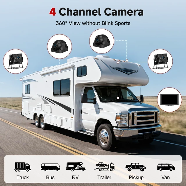 Alt view image 6 of 7 - 10.1-Inch 4K Touch Screen Wired RV Backup Camera System