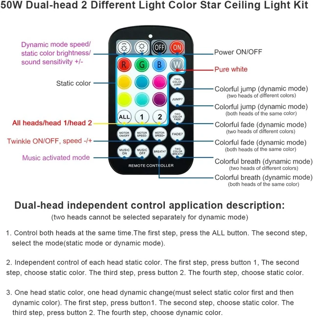 Alt view image 3 of 5 - 50W Dual-Head Dual-Color Twinkle Fiber Optic Light Engine, APP Control, Music Mode & Remote