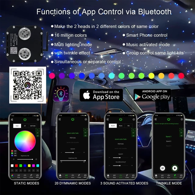 Alt view image 2 of 5 - 50W Dual-Head Dual-Color Twinkle Fiber Optic Light Engine, APP Control, Music Mode & Remote