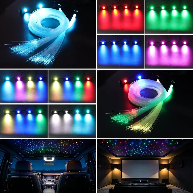 Alt view image 2 of 7 - 6.5ft 1200pcs 4-Color Fiber Optic Starlight Headliner Kit, 4-Port Music Sync with APP & Remote