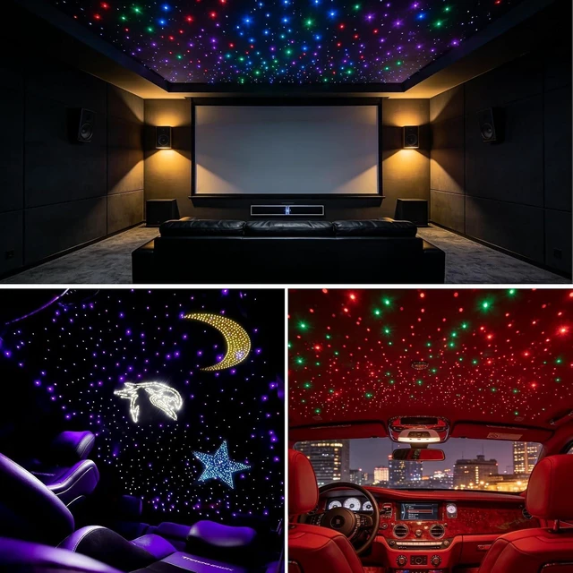 Alt view image 7 of 7 - 6.5ft 1200pcs 4-Color Fiber Optic Starlight Headliner Kit, 4-Port Music Sync with APP & Remote