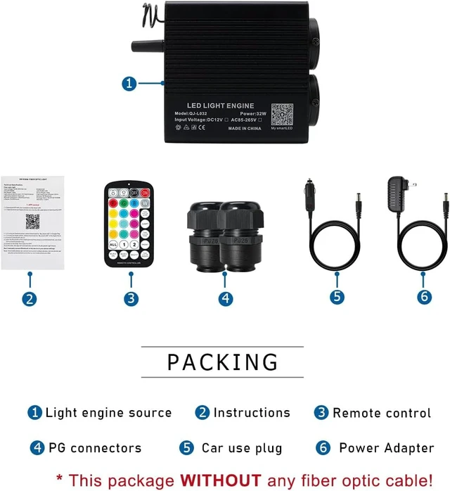 Alt view image 5 of 5 - 32W Dual-Head Dual-Color Fiber Optic Light Engine, APP Control, Music Mode & 28-Key Remote