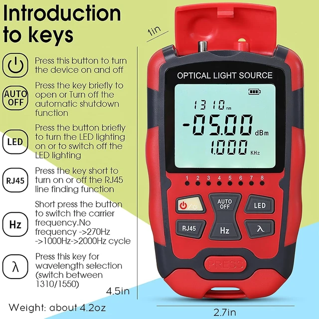 Alt view image 7 of 7 - A-M1315 Optical Light Source, 1310/1550nm Single Mode with RJ45 Cable Tester, SC/FC/ST