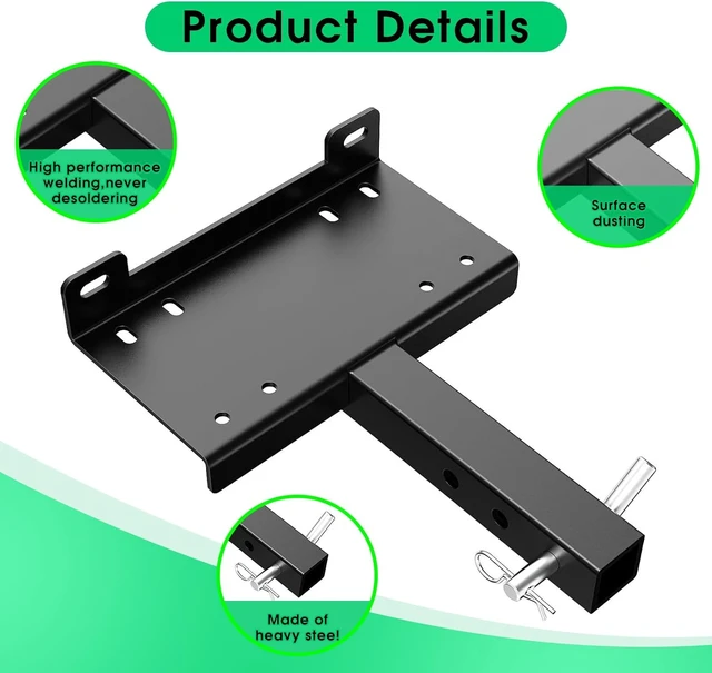 Alt view image 3 of 6 - Universal Trailer Winch Hitch Mount Plate with 2" Receiver Hitch