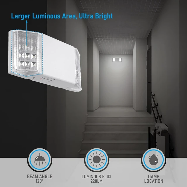 Alt view image 3 of 7 - 4-Pack LED Emergency Light with Battery Backup, White