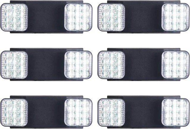 Main image of 6-Pack LED Emergency Lights with Battery Backup, Two-Head Adjustable, UL Listed, AC 120/277V, Black