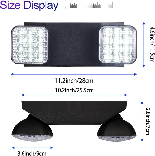 Alt view image 3 of 6 - 6-Pack LED Emergency Lights with Battery Backup, Two-Head Adjustable, UL Listed, AC 120/277V, Black