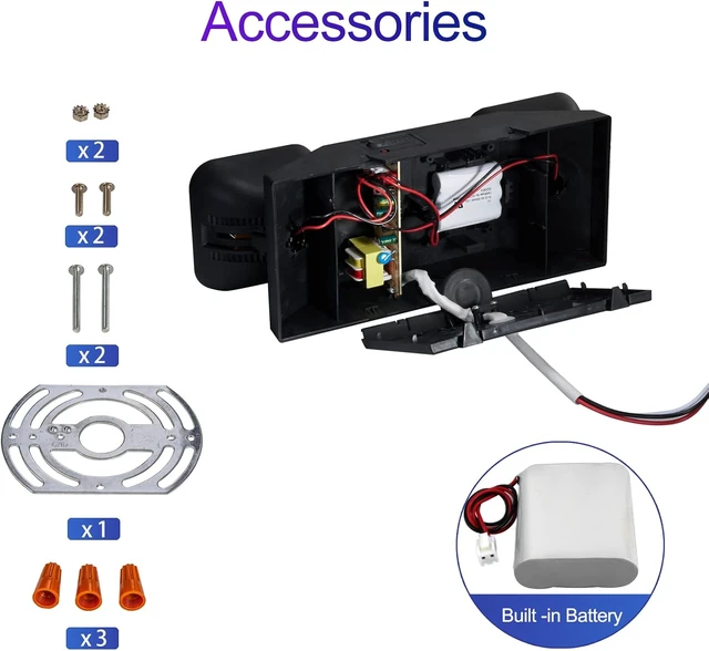 Alt view image 5 of 6 - 6-Pack LED Emergency Lights with Battery Backup, Two-Head Adjustable, UL Listed, AC 120/277V, Black