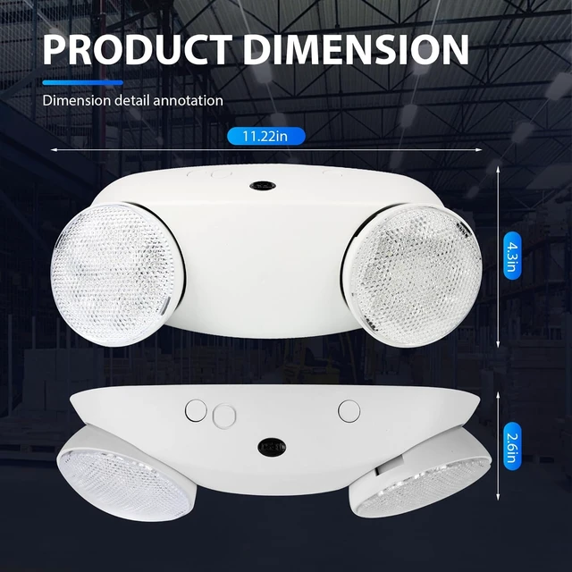 Alt view image 3 of 7 - 2-Pack Commercial LED Emergency Light with Battery Backup, ETL Listed