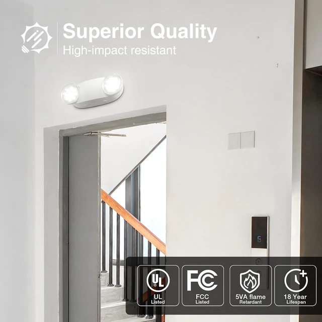 Alt view image 2 of 7 - 12-Pack Emergency Lights for Business, Round Heads, 90min Battery