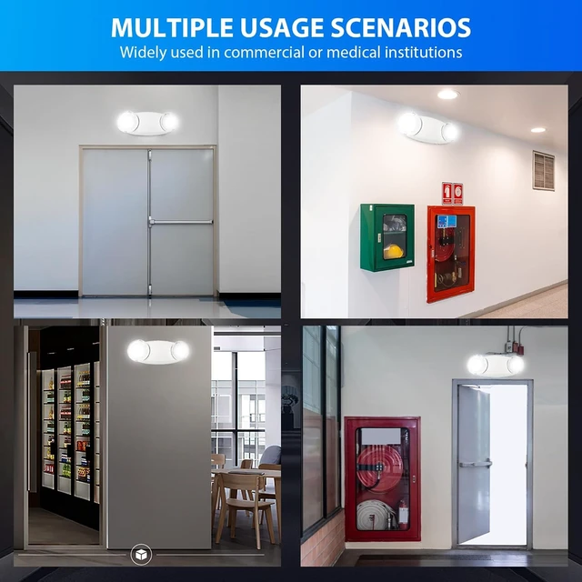 Alt view image 7 of 7 - 2-Pack Commercial LED Emergency Light with Battery Backup, ETL Listed