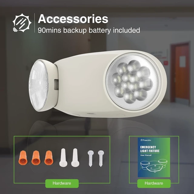 Alt view image 5 of 7 - 12-Pack Emergency Lights for Business, Round Heads, 90min Battery