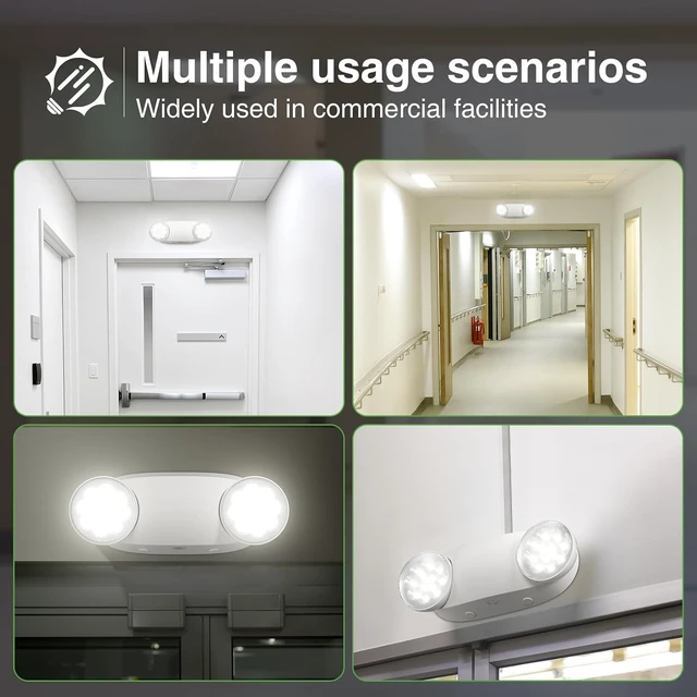 Alt view image 7 of 7 - 12-Pack Emergency Lights for Business, Round Heads, 90min Battery