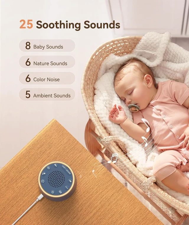 Alt view image 5 of 7 - White Noise Sound Machine & Alarm Clock with 7 Wake-Up Sounds, Dimmable Night Light, Navy