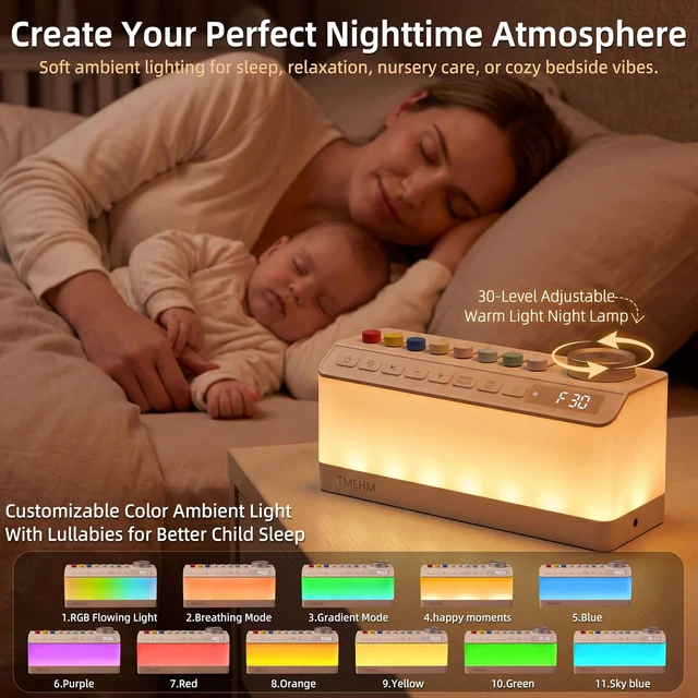 Alt view image 4 of 6 - White Noise Machine Alarm Clock with Gentle Wake-Up Light for Bedroom