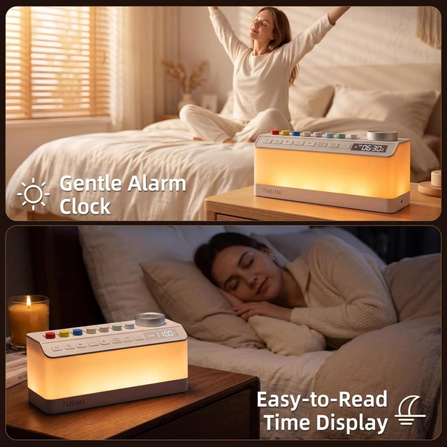 Alt view image 2 of 6 - White Noise Machine Alarm Clock with Gentle Wake-Up Light for Bedroom