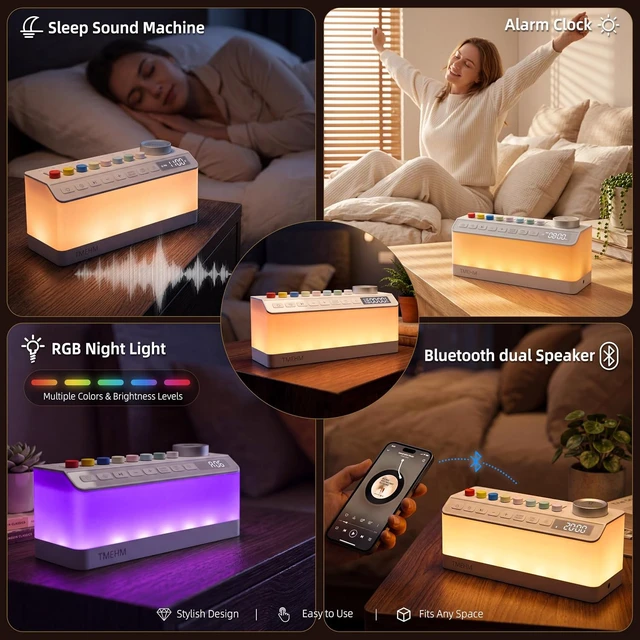 Alt view image 5 of 6 - White Noise Machine Alarm Clock with Gentle Wake-Up Light for Bedroom