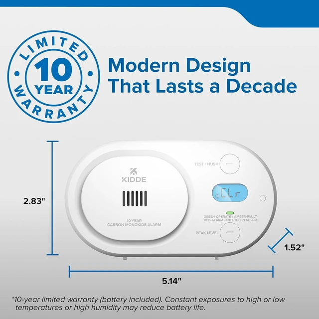 Alt view image 7 of 7 - Carbon Monoxide Detector, 10-Year Battery-Powered (COBD10)