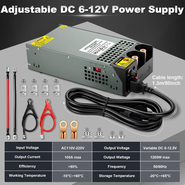 Alt view image 6 of 7 - 6-12V 100A 1200W Adjustable AC-to-DC Power Supply