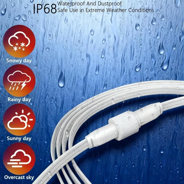 Alt view image 5 of 5 - 2-Pack 16FT Extension Cable with Y-Splitter for Govee Permanent Outdoor Lights, IP68 Waterproof