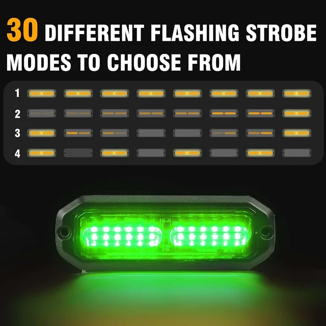 Alt view image 2 of 6 - 8-Pack 12V LED Strobe Lights, Green, Sync Feature with Controller for Trucks, ATV & RV